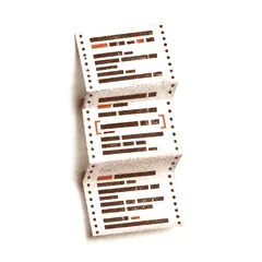 A folded printout of transcript lines with one passage bracketed.